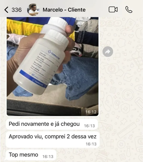 Print WhatsApp cliente Fórmula Masculina 1000mg